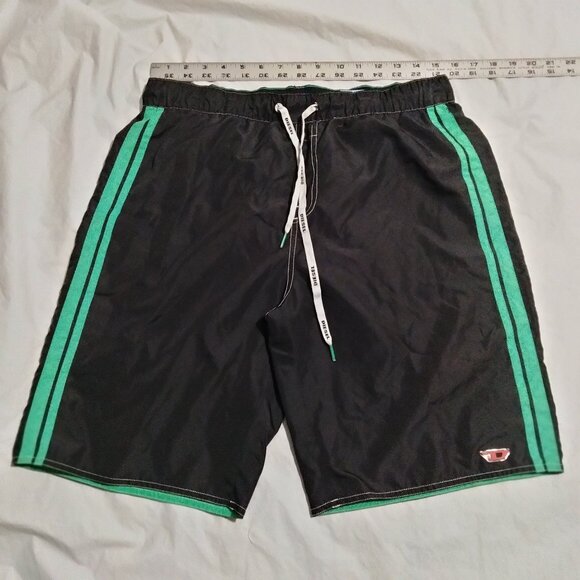 Diesel Board Shorts Men’s Reversible Swim Shorts Trunks Black Green Size M (W31) - Picture 1 of 5